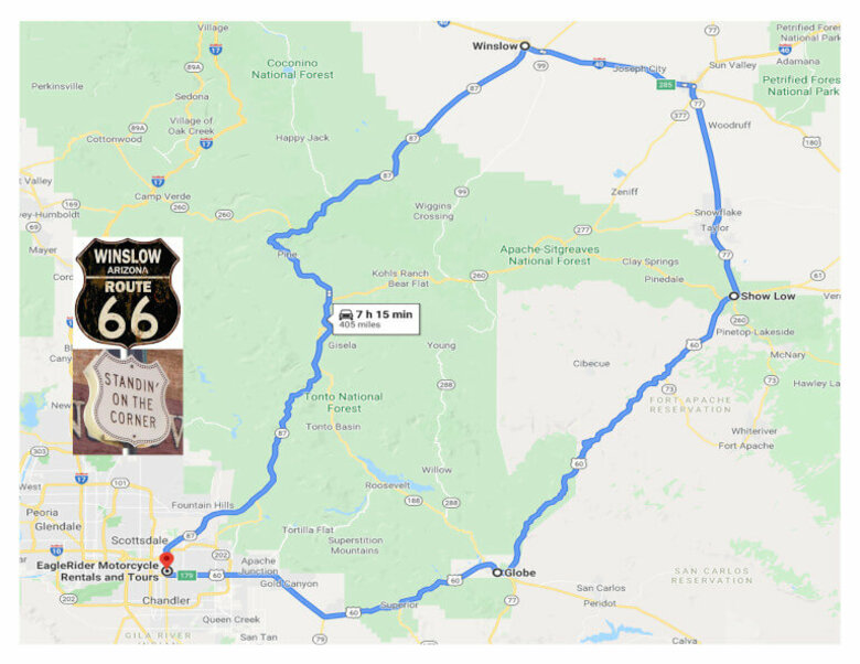 Standing on the Corner of Winslow Arizona Loop Motorcycle Ride EagleRider