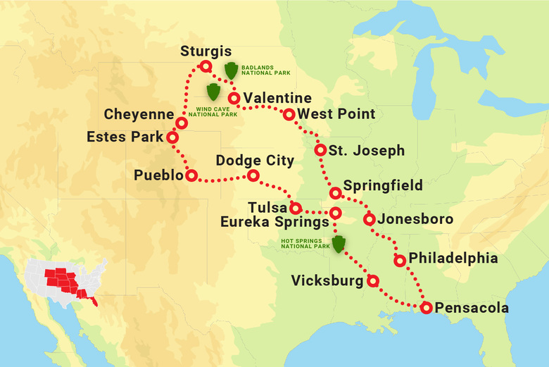 Sturgis Motorcycle Ride Maps - 603 Tour Florida To Sturgis Motorcycle Tour Eaglerider