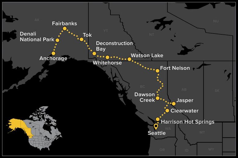 Alaska Highway South - Exclusive H-D Pan America Guided Tour map