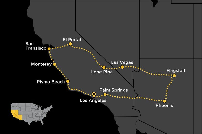 Western Highlights Motorcycle Tour - 2 map